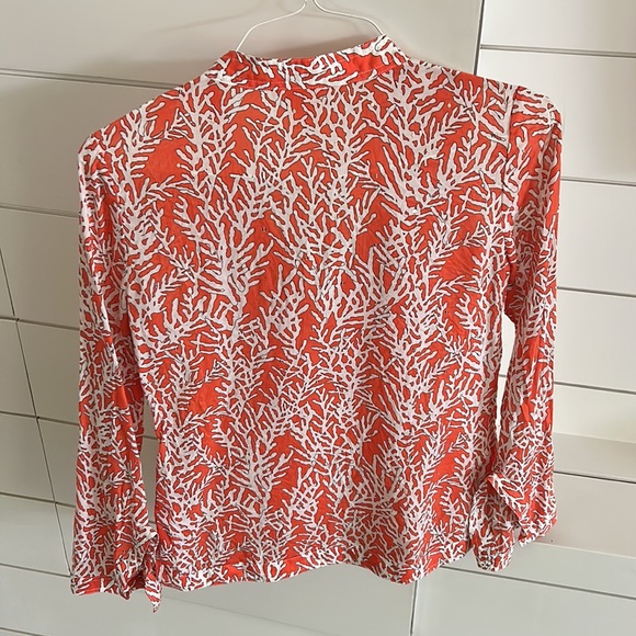 Gorgeous orange and white Tory Burch tunic with sequins detail silver. - Picture 3 of 4